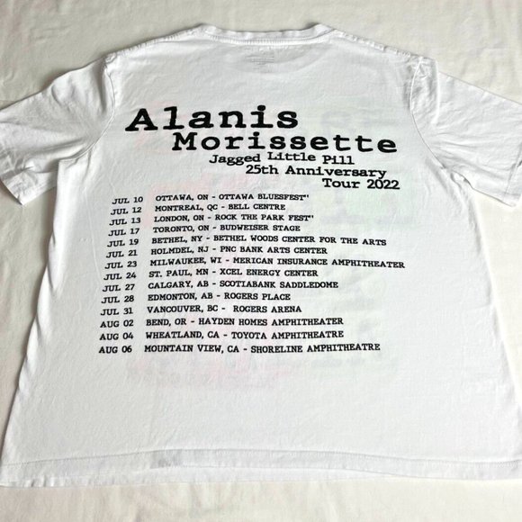 Alanis Morissette Tour Jagged Little Pill T-Shirt Women's White 25th Anniversary - Picture 5 of 5